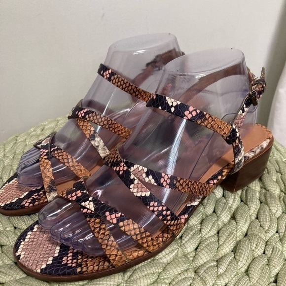 Madewell Lori Stappy Multi Color Snakeskin Leather Low Heel Sandal NWT - Picture 5 of 14